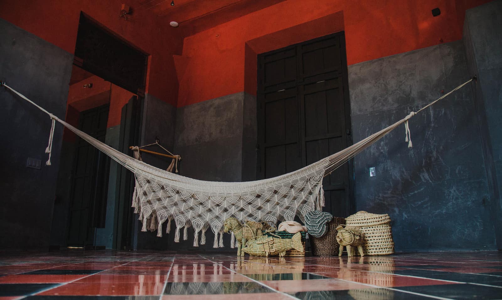 Fine diamond-weave Mayan hammock in natural daylight